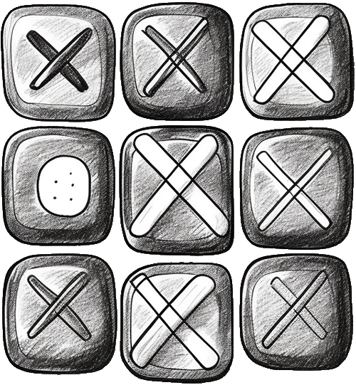 Hand-drawn tic tac toe game board